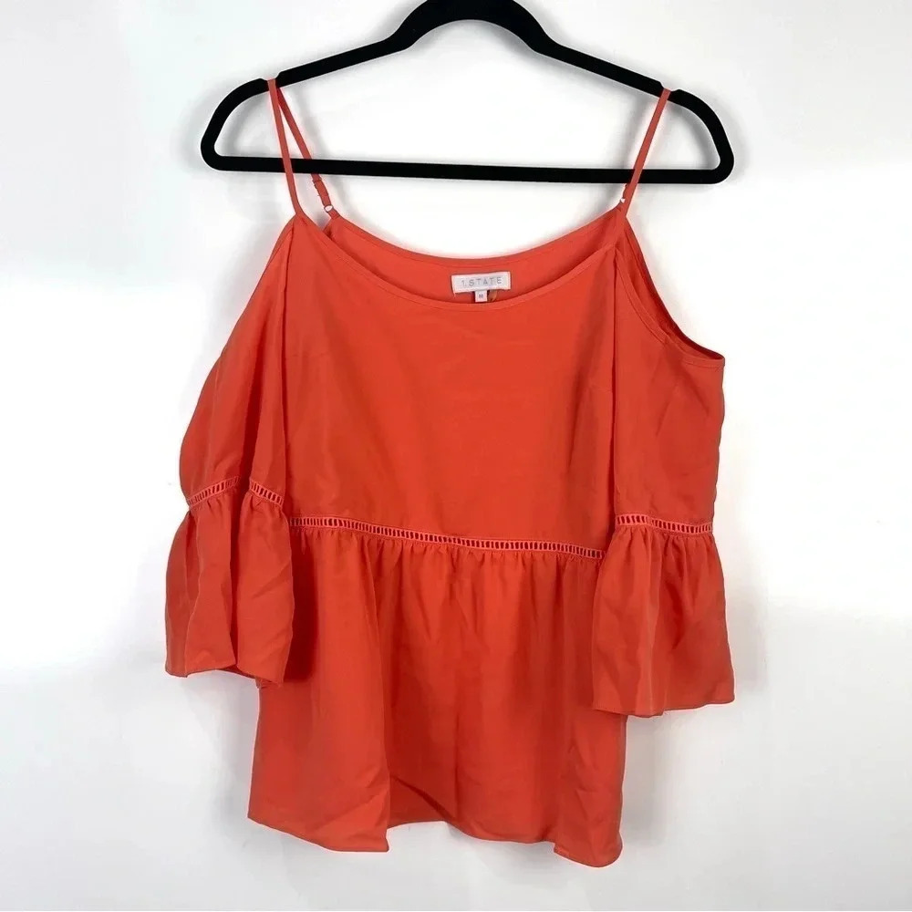 1 State Cold Shoulder Ruffle Sleeve Blouse Size Medium